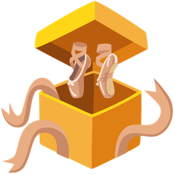 wrapped gift and ballet shoes
