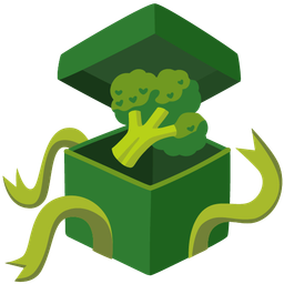 wrapped gift and broccoli