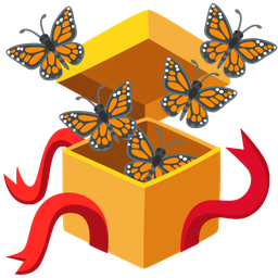 wrapped gift and butterfly