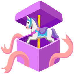 wrapped gift and carousel horse