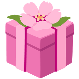 wrapped gift and cherry blossom