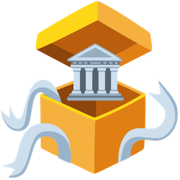 wrapped gift and classical building