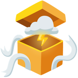 wrapped gift and cloud with lightning