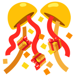 wrapped gift and confetti ball