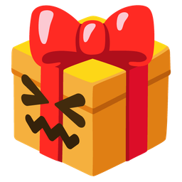 wrapped gift and confounded face