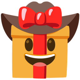 wrapped gift and cowboy hat face