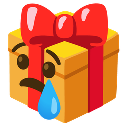 wrapped gift and crying face