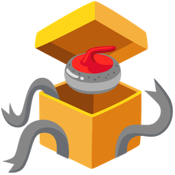 wrapped gift and curling stone