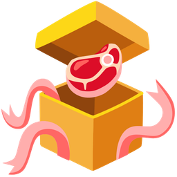 wrapped gift and cut of meat