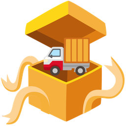 wrapped gift and delivery truck