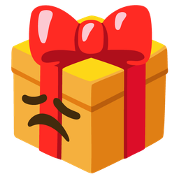 wrapped gift and disappointed face
