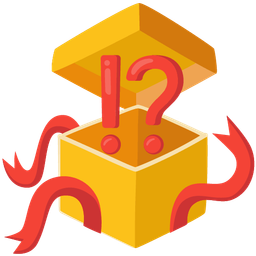 wrapped gift and exclamation question mark