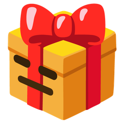 wrapped gift and expressionless face