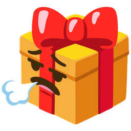 wrapped gift and face exhaling