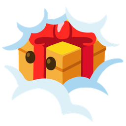 wrapped gift and face in clouds