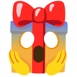 wrapped gift and face screaming in fear