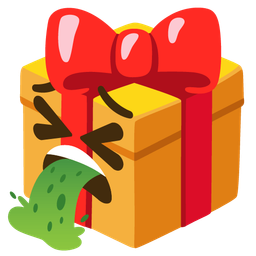 wrapped gift and face vomiting