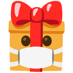 wrapped gift and face with medical mask