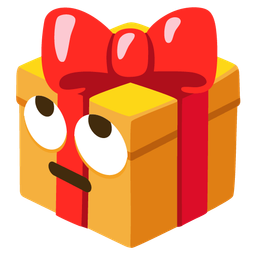wrapped gift and face with rolling eyes