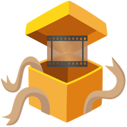 wrapped gift and film frames