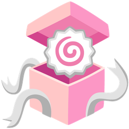 wrapped gift and fish cake with swirl