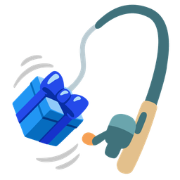 wrapped gift and fishing pole