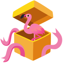 wrapped gift and flamingo
