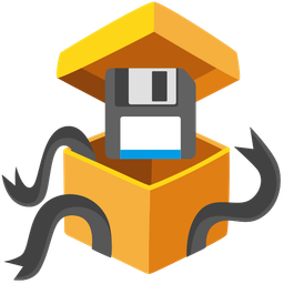 wrapped gift and floppy disk