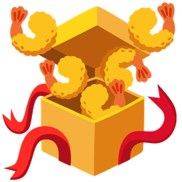 wrapped gift and fried shrimp