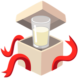 wrapped gift and glass of milk