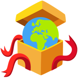 wrapped gift and globe showing Europe-Africa