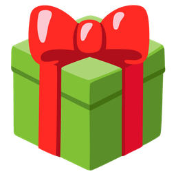 wrapped gift and green heart