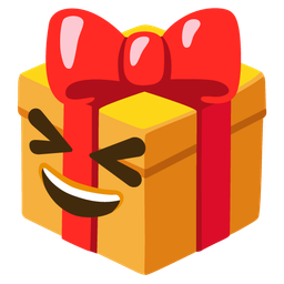 Wrapped gift and Grinning squinting face