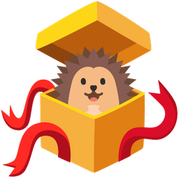 wrapped gift and hedgehog