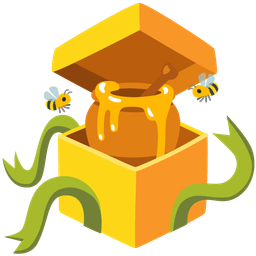 wrapped gift and honey pot