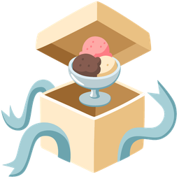 wrapped gift and ice cream