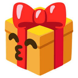 Wrapped gift and Kissing face with smiling eyes