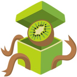 wrapped gift and kiwi fruit