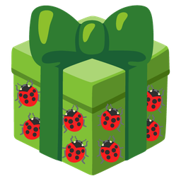 wrapped gift and lady beetle