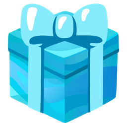 wrapped gift and light blue heart