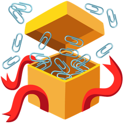 wrapped gift and linked paperclips