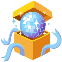 wrapped gift and mirror ball