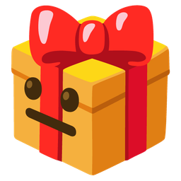 wrapped gift and neutral face