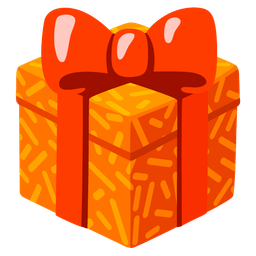 wrapped gift and orange heart