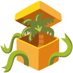 wrapped gift and palm tree