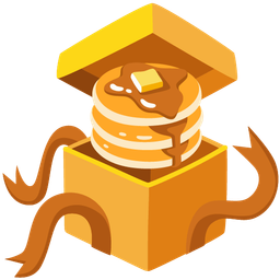 wrapped gift and pancakes