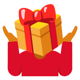wrapped gift and person shrugging