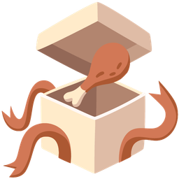 wrapped gift and poultry leg