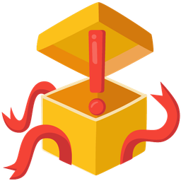 wrapped gift and red exclamation mark