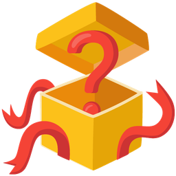 wrapped gift and red question mark